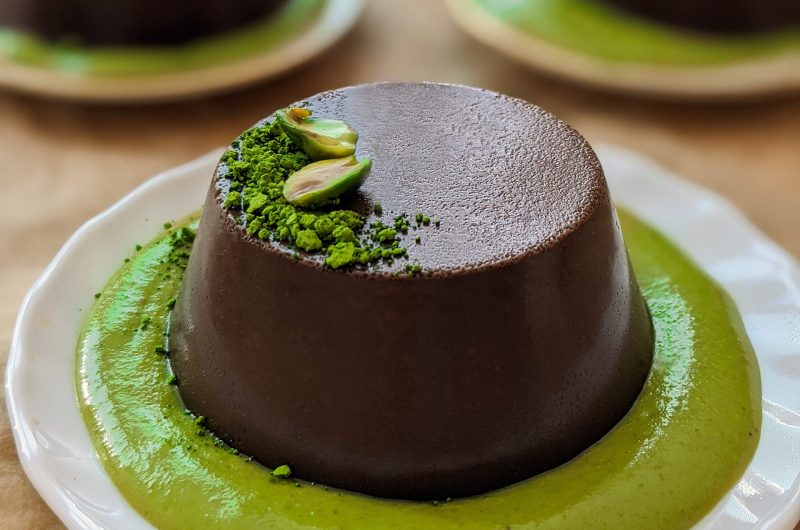 Dark chocolate pistachio panna cotta