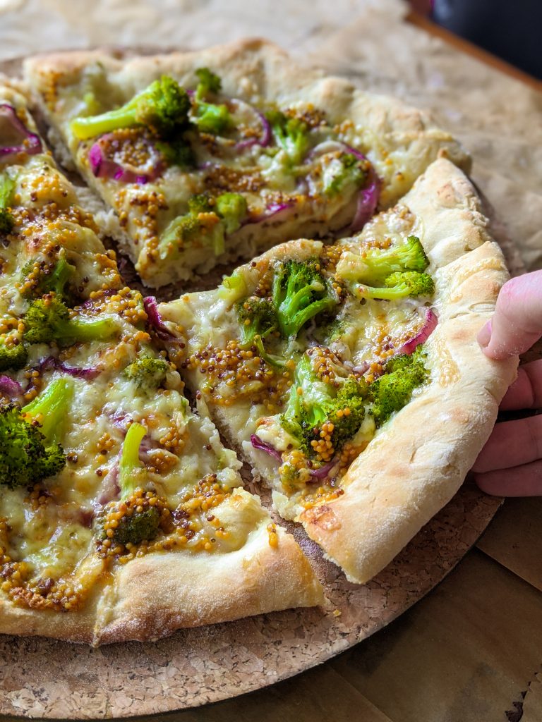 broccoli mustard pizza
