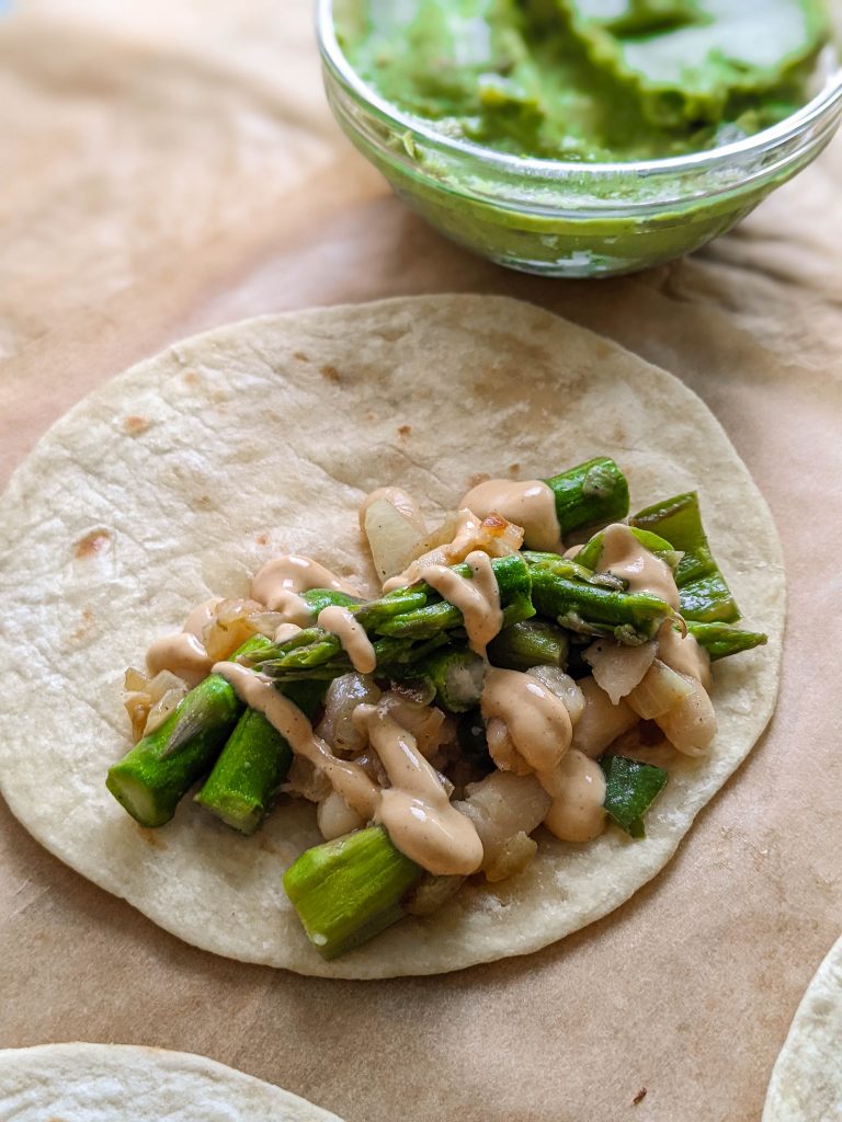 vegan asparagus tacos