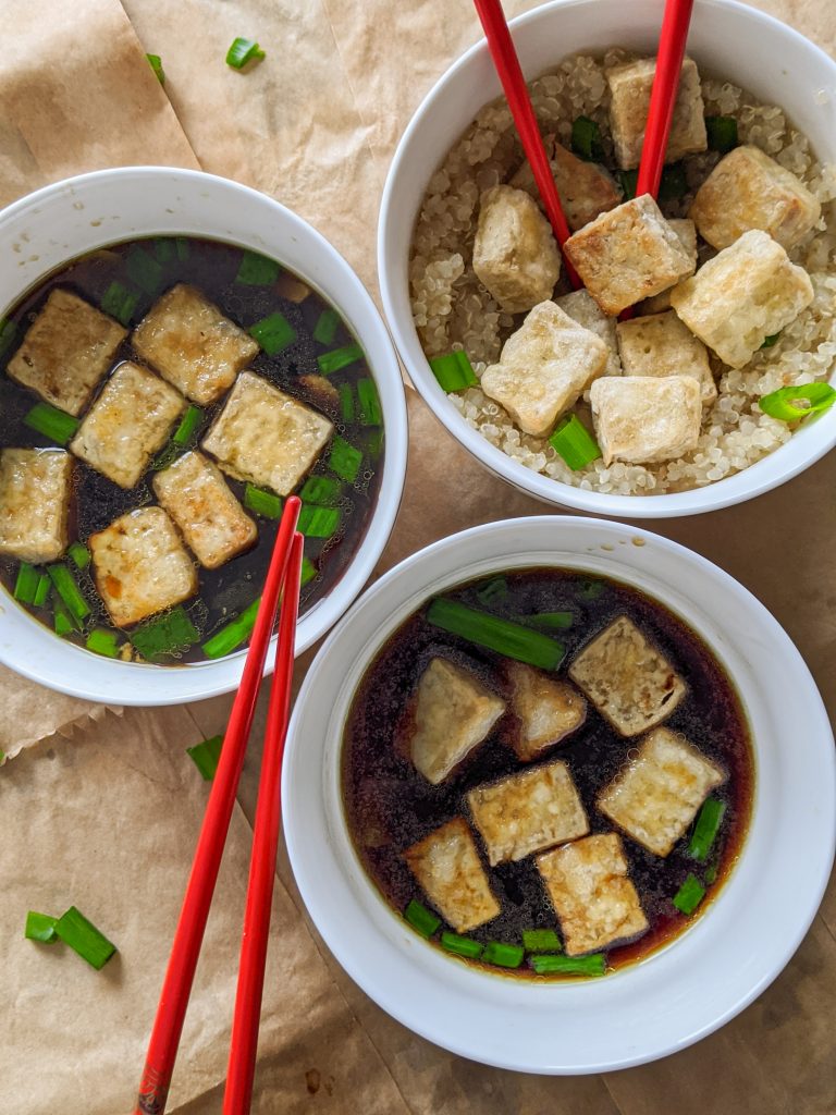 crispy tofu with ginger and scallions